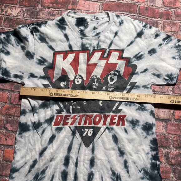 Kiss Destroyer Shirt Mens S/M Blue Tye Dye Graphic Band Rock Roll Liquid Blue - Picture 4 of 5